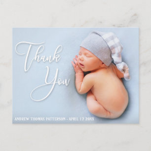 Elegant Handwritten Script   New Baby Thank You Postcard