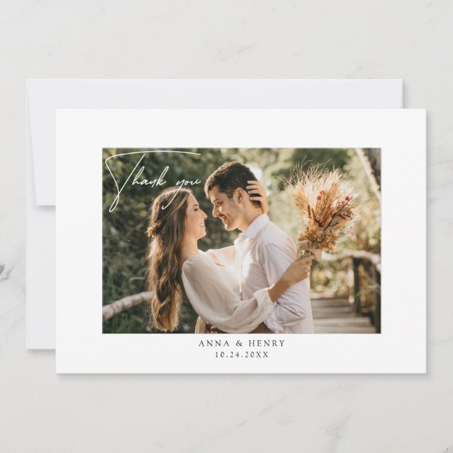 Elegant Handwritten Script Personalised Wedding  Thank You Card (Front)