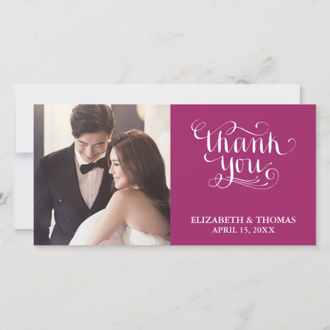 ELEGANT HANDWRITTEN SCRIPT PHOTO THANK YOU CARD (Front)