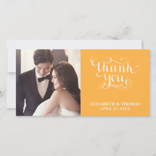 ELEGANT HANDWRITTEN SCRIPT PHOTO THANK YOU CARD (Front)