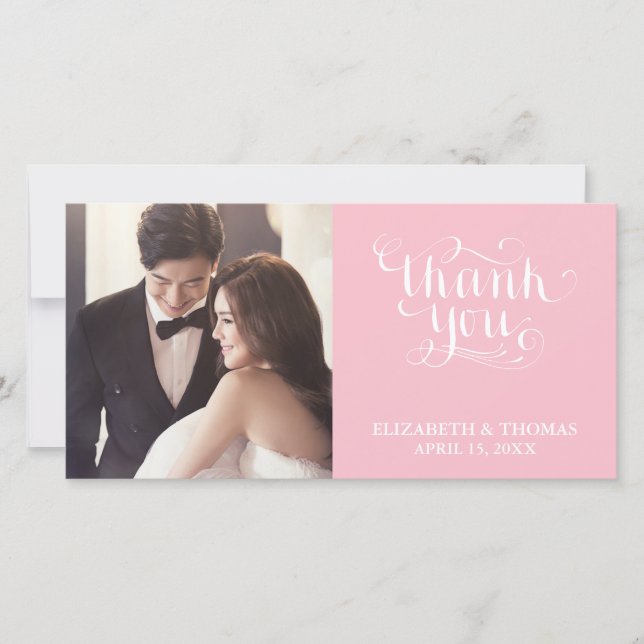 ELEGANT HANDWRITTEN SCRIPT PHOTO THANK YOU CARD (Front)