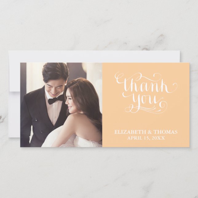 ELEGANT HANDWRITTEN SCRIPT PHOTO THANK YOU CARD (Front)