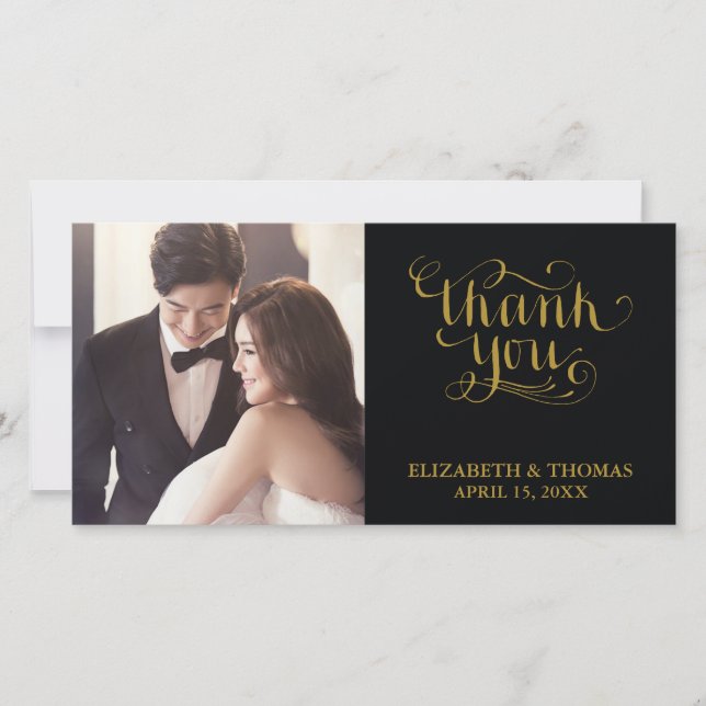 ELEGANT HANDWRITTEN SCRIPT PHOTO THANK YOU CARD (Front)