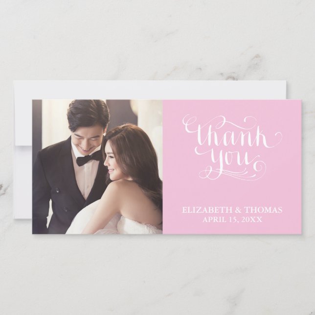 ELEGANT HANDWRITTEN SCRIPT PHOTO THANK YOU CARD (Front)