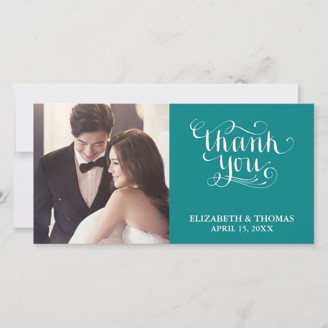 ELEGANT HANDWRITTEN SCRIPT PHOTO THANK YOU CARD (Front)