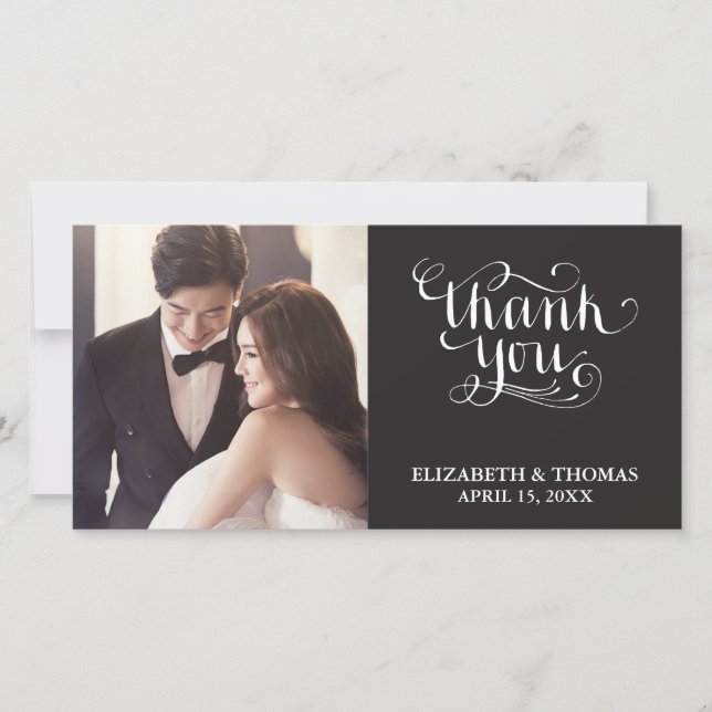 ELEGANT HANDWRITTEN SCRIPT PHOTO THANK YOU CARD (Front)