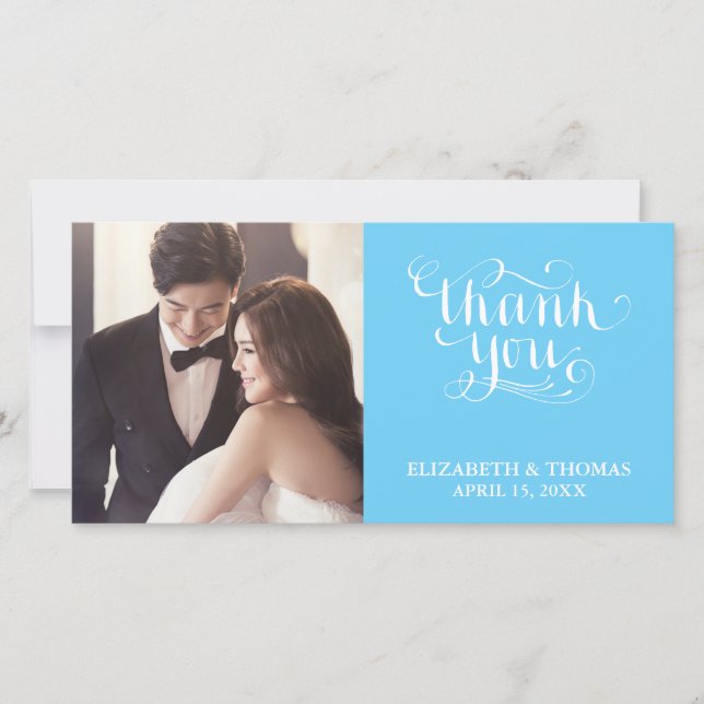 ELEGANT HANDWRITTEN SCRIPT PHOTO THANK YOU CARD (Front)