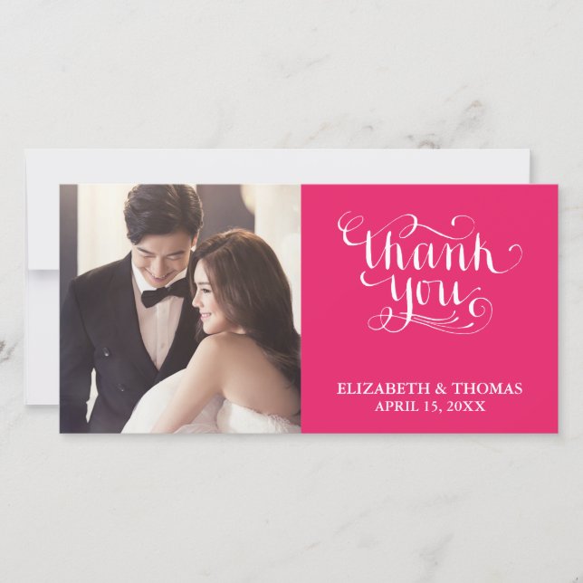 ELEGANT HANDWRITTEN SCRIPT PHOTO THANK YOU CARD (Front)