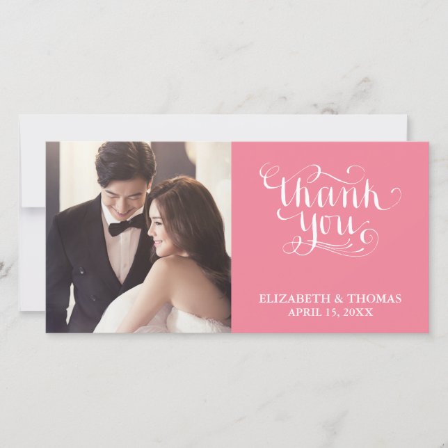 ELEGANT HANDWRITTEN SCRIPT PHOTO THANK YOU CARD (Front)