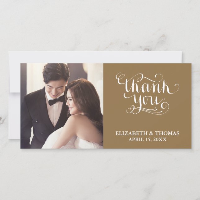 ELEGANT HANDWRITTEN SCRIPT PHOTO THANK YOU CARD (Front)