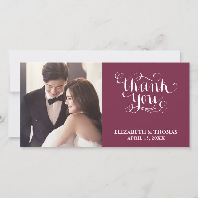 ELEGANT HANDWRITTEN SCRIPT PHOTO THANK YOU CARD (Front)