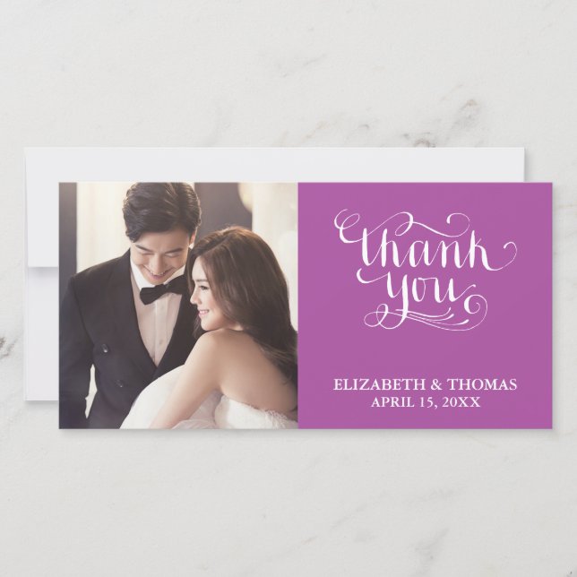 ELEGANT HANDWRITTEN SCRIPT PHOTO THANK YOU CARD (Front)