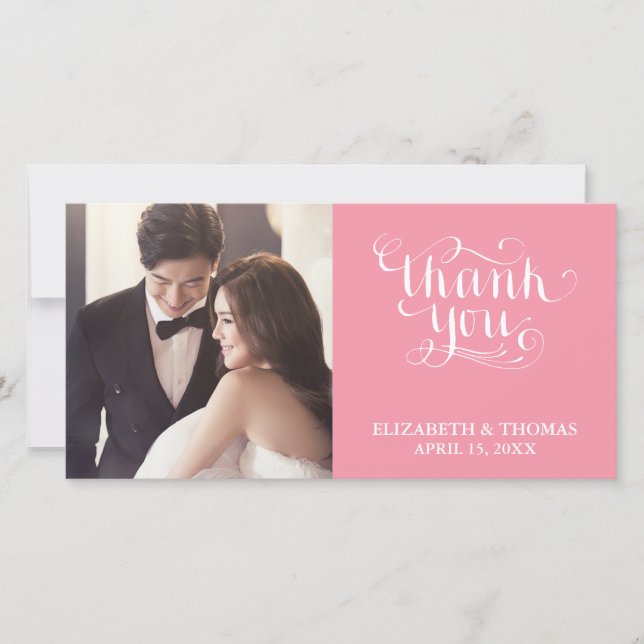 ELEGANT HANDWRITTEN SCRIPT PHOTO THANK YOU CARD (Front)