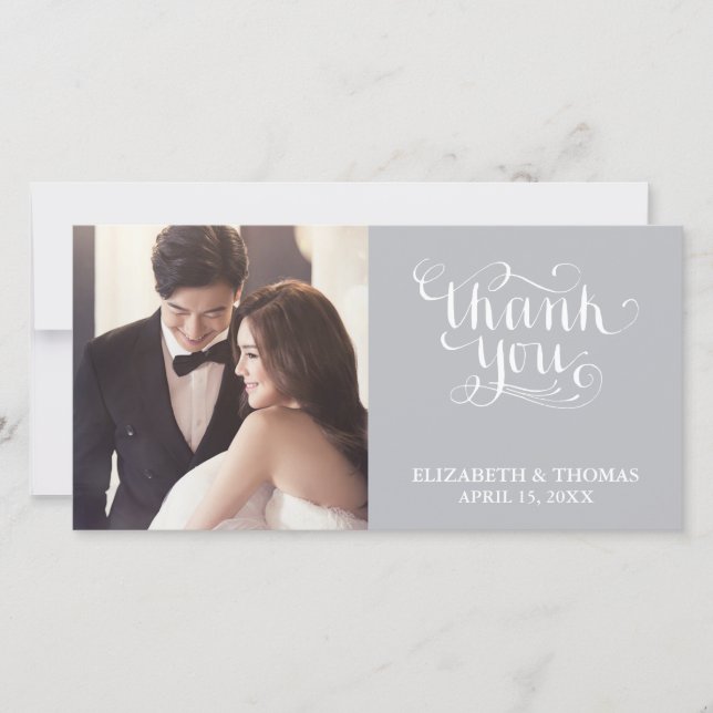 ELEGANT HANDWRITTEN SCRIPT PHOTO THANK YOU CARD (Front)