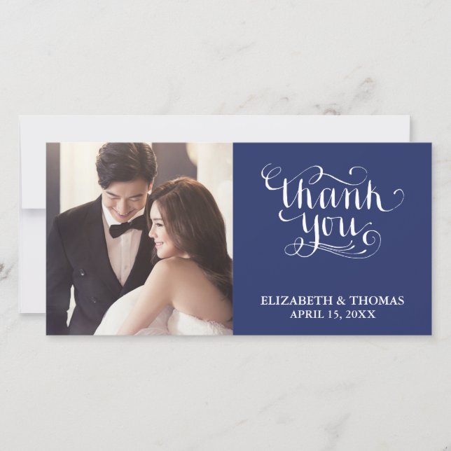 ELEGANT HANDWRITTEN SCRIPT PHOTO THANK YOU CARD (Front)