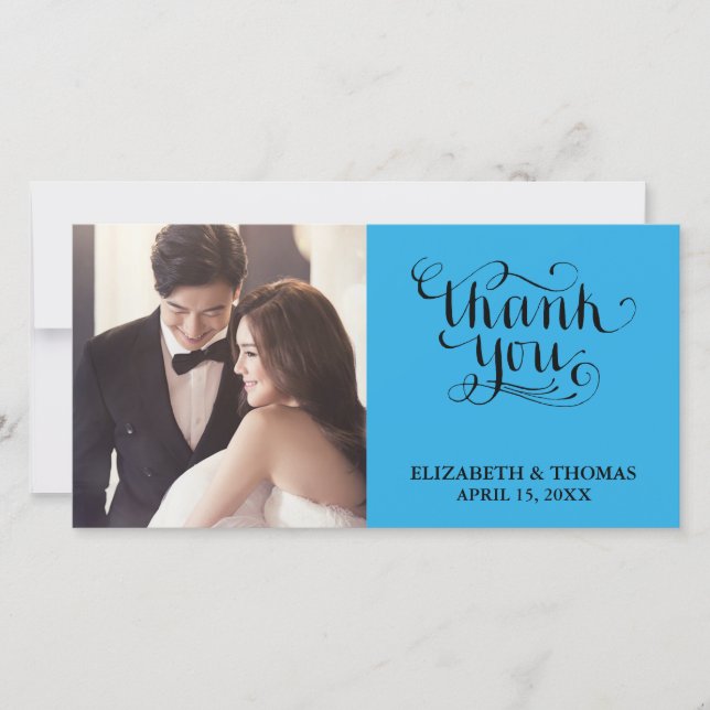 ELEGANT HANDWRITTEN SCRIPT PHOTO THANK YOU CARD (Front)