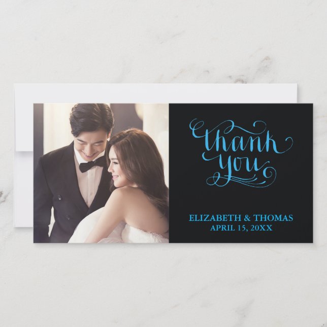 ELEGANT HANDWRITTEN SCRIPT PHOTO THANK YOU CARD (Front)