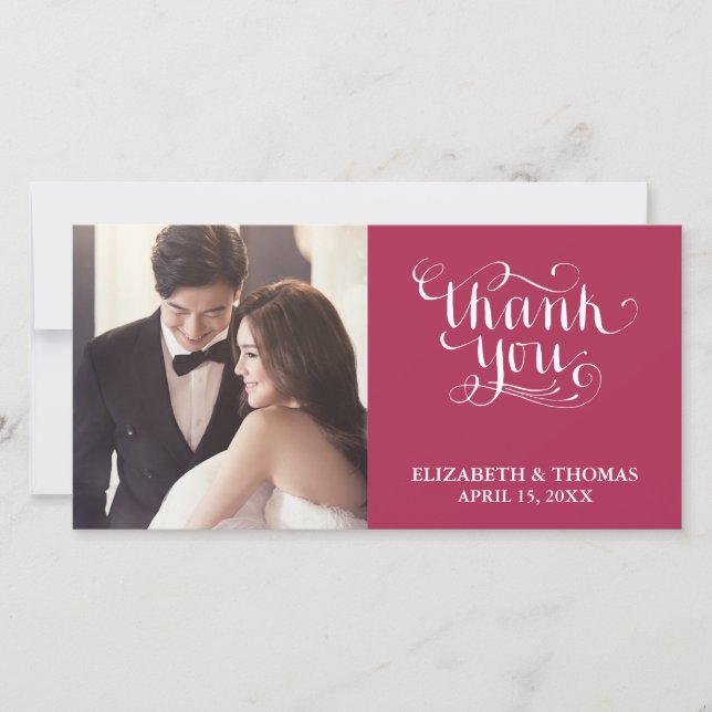ELEGANT HANDWRITTEN SCRIPT PHOTO THANK YOU CARD (Front)