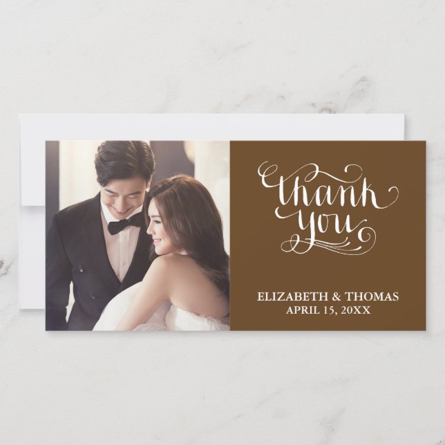 ELEGANT HANDWRITTEN SCRIPT PHOTO THANK YOU CARD (Front)