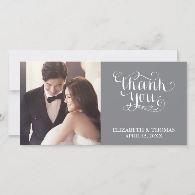 ELEGANT HANDWRITTEN SCRIPT PHOTO THANK YOU CARD (Front)