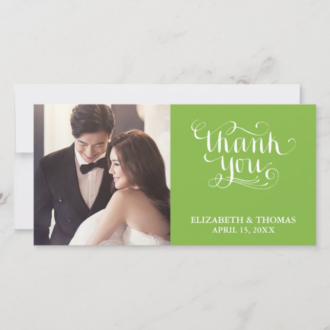 ELEGANT HANDWRITTEN SCRIPT PHOTO THANK YOU CARD (Front)