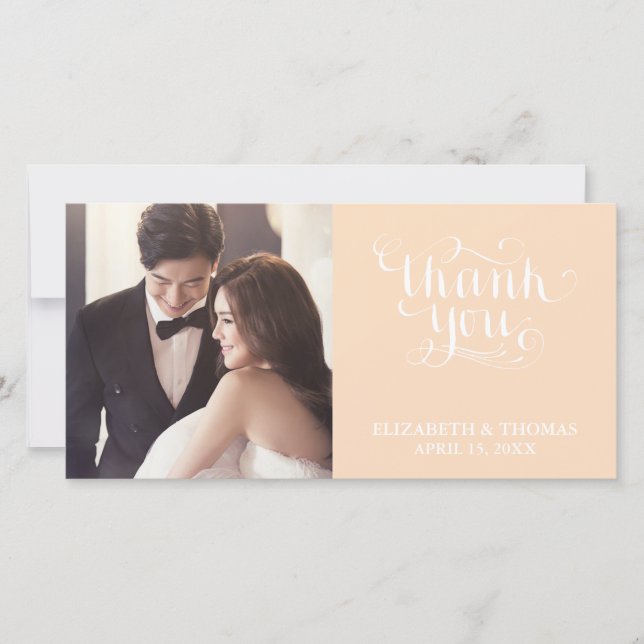 ELEGANT HANDWRITTEN SCRIPT PHOTO THANK YOU CARD (Front)