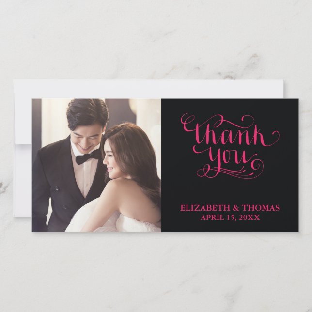 ELEGANT HANDWRITTEN SCRIPT PHOTO THANK YOU CARD (Front)