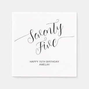 Elegant Handwritten Script Seventy Five Birthday Napkin