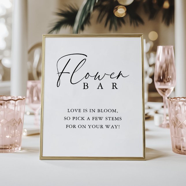 Elegant Handwritten Script Shower Flower Bar Poster (Creator Uploaded)