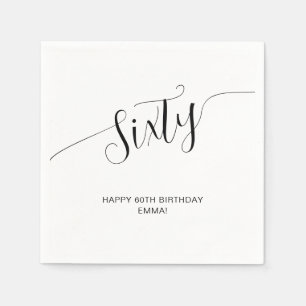 Elegant Handwritten Script Sixty 60th Birthday Napkin