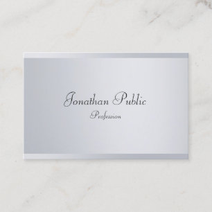 Elegant Handwritten Script Template Modern Silver Business Card