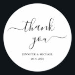 Elegant Handwritten Script Thank You Modern Simple Classic Round Sticker<br><div class="desc">Your Custom Text Elegant Modern Simple Thank You Template Handwritten Script Classic Round Sticker.</div>