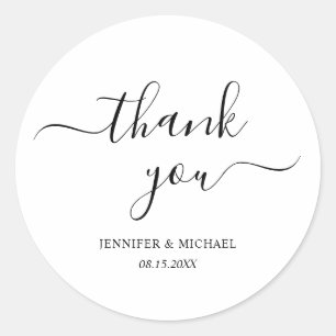 Elegant Handwritten Script Thank You Modern Simple Classic Round Sticker
