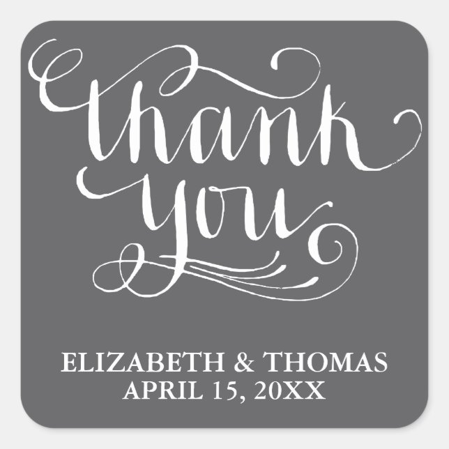 ELEGANT HANDWRITTEN SCRIPT THANK YOU STICKERS (Front)