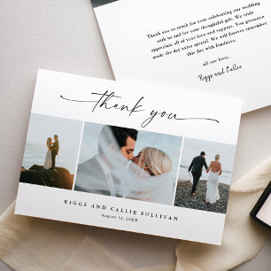 Elegant Handwritten Script Wedding Photo Thank You Card