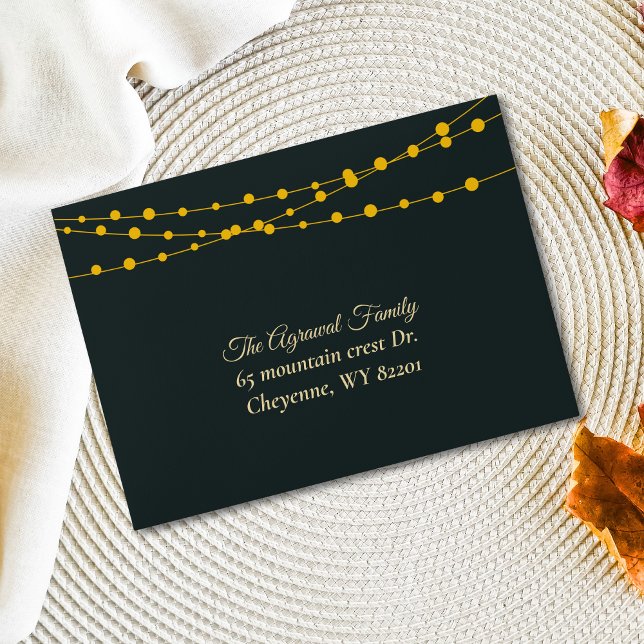 Elegant hanging lights green gold modern diwali  envelope (Creator Uploaded)