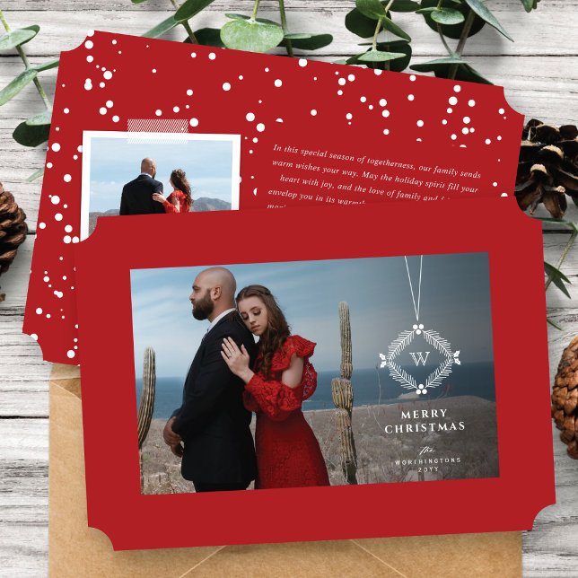 Elegant Hanging Monogram Elegant Christmas Photo Holiday Card (Creator Uploaded)