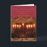 elegant Hanukkah greeting card<br><div class="desc">This is a beautiful Hanukkah greeting card that has a wonderful menorah,  and golden star of David.</div>