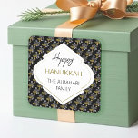 Elegant Hanukkah Holiday Pattern Gold Square Sticker<br><div class="desc">Digital Art by Liliumdes.
Customise it with your details.</div>