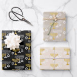 Elegant Hanukkah Holiday Pattern Gold Wrapping Paper Sheet<br><div class="desc">Digital Art</div>