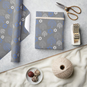 Elegant Hanukkah Holiday Pattern Wrapping Paper