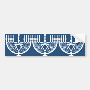 Elegant Hanukkah Menorah with Floral Star of David Bumper Sticker