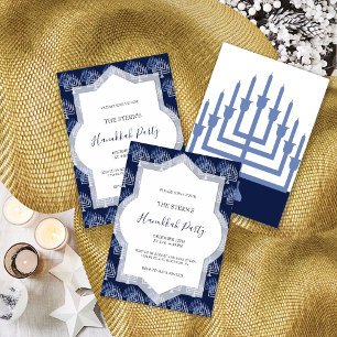 Elegant Hanukkah Party Menorah Pattern Invitation