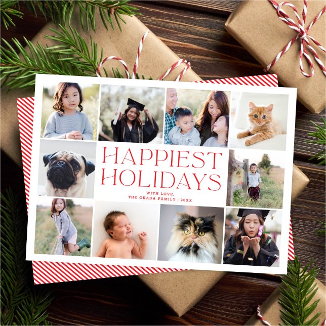 Elegant Happiest Holidays Chic 10 Photos New Year Holiday Card (Creator Uploaded)