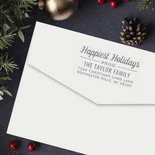 Elegant Happiest Holidays Return Address Self-inking Stamp