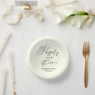 Elegant Happily Ever After Ivory Romantic Wedding Paper Plate