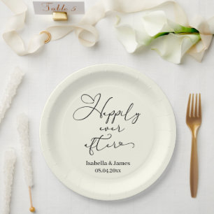 Elegant Happily Ever After Ivory Romantic Wedding  Paper Plate