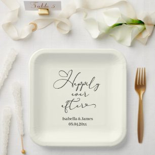 Elegant Happily Ever After Ivory Romantic Wedding Paper Plate