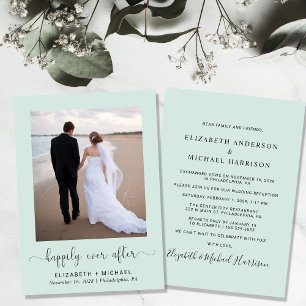 Elegant Happily Ever After Mint Wedding Reception Invitation