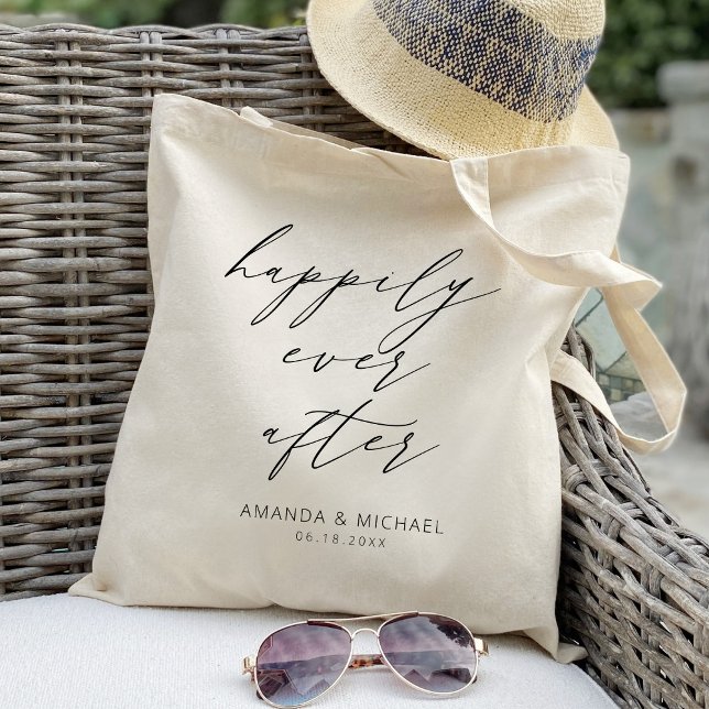 Elegant Happily ever after Personalised Wedding Tote Bag (Creator Uploaded)